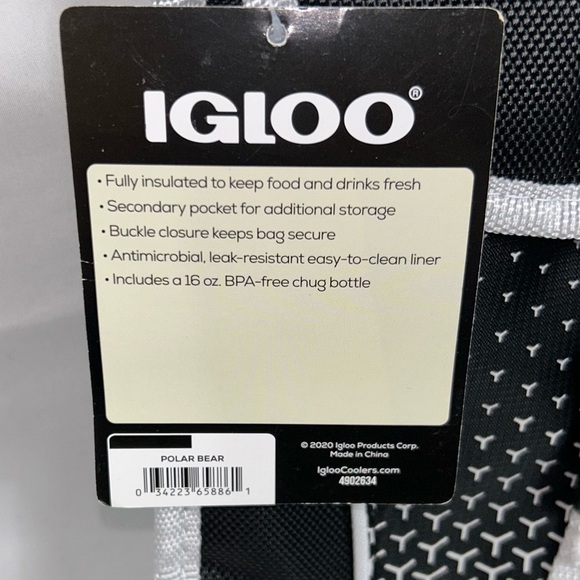IGLOO Cooler Lunch Bag and Free Chug Bottle Insulated Top Handle Carrier Snap - Picture 9 of 10